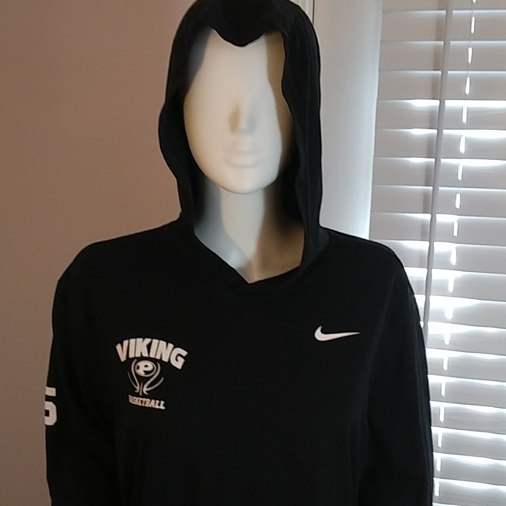 Nike Viking Basketball Size L-G Women's Black Hooded Long Sleeves Sweatshirt. - Picture 4 of 11